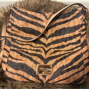 Michael Kors Tan and Black Animal Print Crossbody Bag